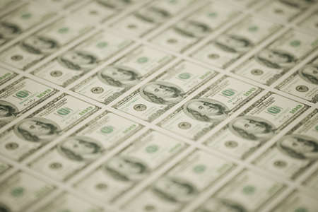 Money printing 100 dollar banknotes. 3d rendering illustration