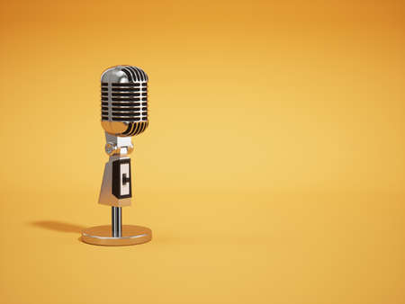 Retro microphone. 3d rendering illustrationの写真素材