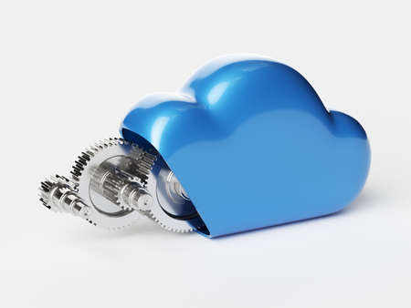 Cloud computing with metal gears. 3d rendering illustrationの写真素材