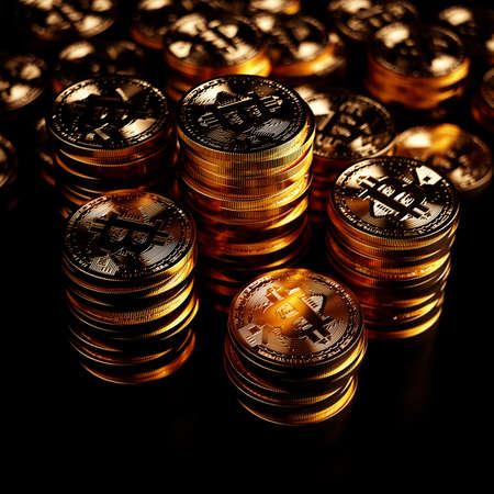 Bitcoin gold coin. Cryptocurrency concept. Virtual currency 3d rendering background.