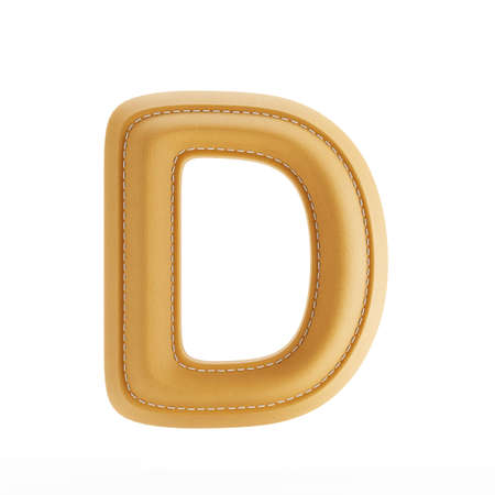 Alphabet yellow leather skin texture capital letter D. 3d rendering illustrationの写真素材