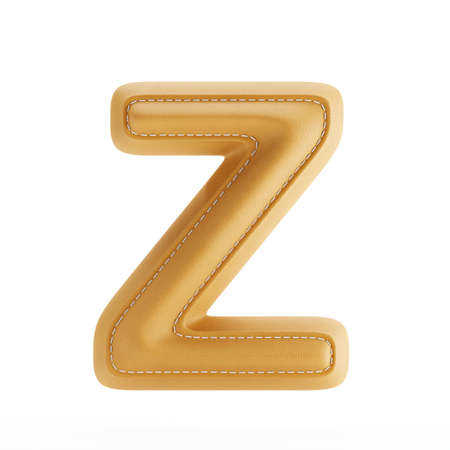 Alphabet yellow leather skin texture capital letter Z. 3d rendering illustrationの写真素材
