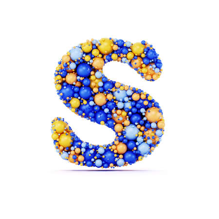 A letter with colored shiny balls. Realistic 3d rendering illustration. Isolated on white background with shadow castの写真素材