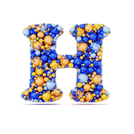 A letter with colored shiny balls. Realistic 3d rendering illustration. Isolated on white background with shadow castの写真素材
