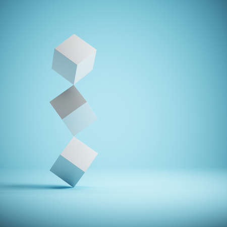 Box balance concept. 3d rendering illustration
