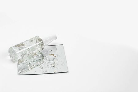 Cosmetic bottle with serum, gel, face cream on a whiteの写真素材