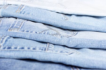 Jeans texture. Texture of different types and colors of jeans.