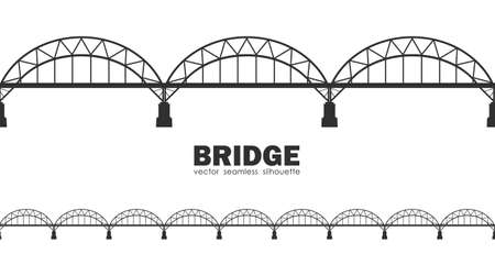 Vector illustration: Seamless silhouette of Darnitskiy Bridge. Kievのイラスト素材