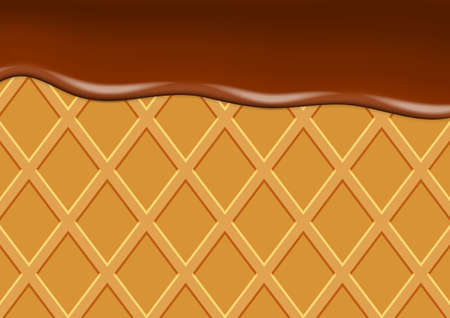 Vector background with waffle and chocolate ice creamのイラスト素材