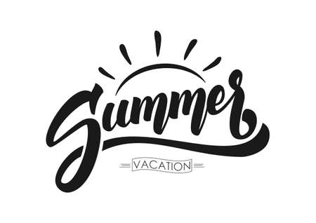 Vector illustration: Brush lettering composition of Summer Vacation isolated on white backgroundのイラスト素材
