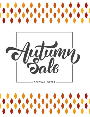 Offer poster with Handwritten lettering composition of Autumn Sale in frameのイラスト素材
