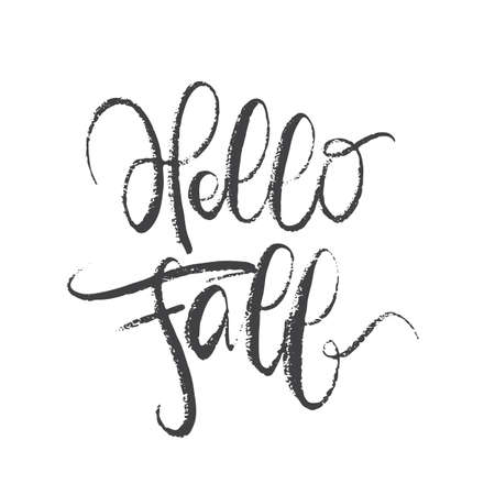 Handwritten textured lettering of Hello Fallのイラスト素材