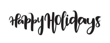 Hand drawn modern brush type lettering of Happy Holidays on white backgroundのイラスト素材