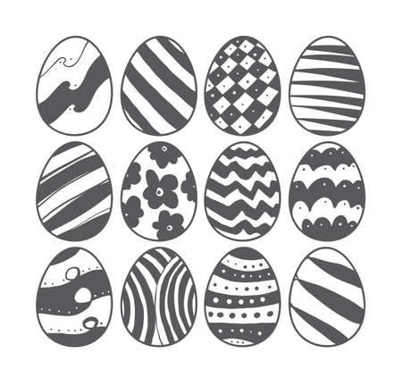 Vector illustration: Hand drawn Easter eggs. Sketch doodle designのイラスト素材