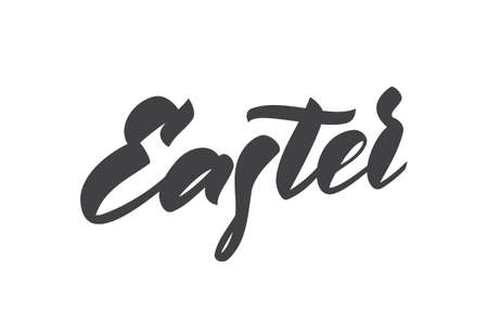 Hand drawn modern brush type lettering of Easter isolated on white background.のイラスト素材