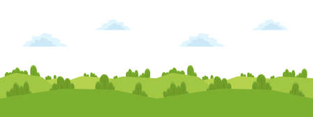 Vector illustration: Seamless cartoon landscape for game design. Horizontal backgroundのイラスト素材