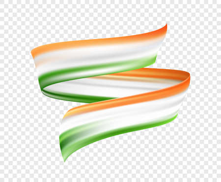 Vector illustration: Abstract brush stroke or ribbon with colors of Indian Flag. Happy Independence Day of Indiaのイラスト素材