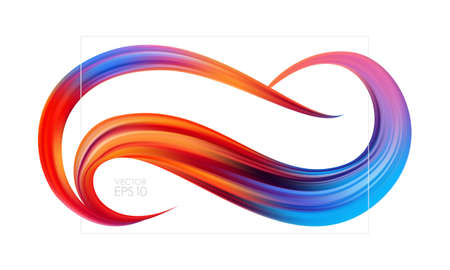 Vector illustration: Colorful brushstroke oil or acrylic paint on white background. Wave Liquid shape.のイラスト素材