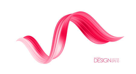 3d twisted red flow liquid shape. Acrylic paint sroke. Modern designのイラスト素材