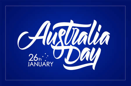 Handwritten brush type lettering composition of Australia Day on blue backgroundのイラスト素材