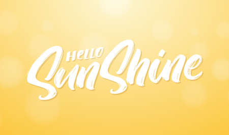 Vector illustration: Handwritten type lettering composition of Hello Sunshine on sunny blurred backgroundのイラスト素材