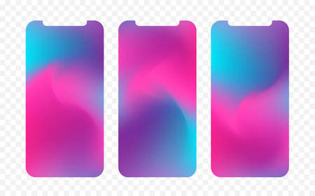 Vector illustration: Set of three abstract colorful screen wallpaper backgrounds. Modern design for app.のイラスト素材