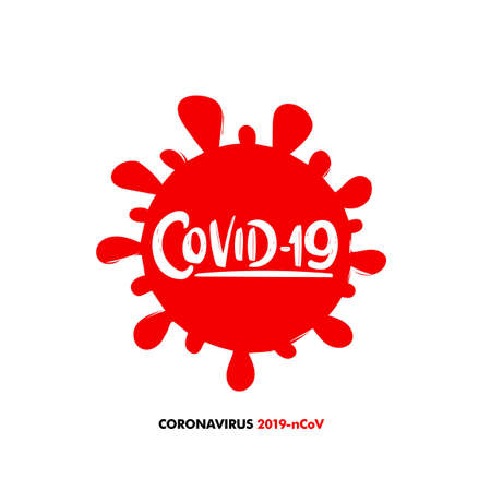 Vector coronavirus illustration with type lettering of Covid-19.のイラスト素材
