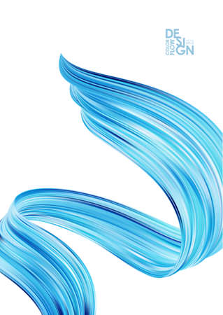 Abstract poster background with 3d twisted blue flow liquid shape. Acrylic paint designのイラスト素材