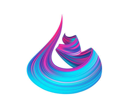 Vector illustration: 3d colorful brush stroke oil or acrylic paint. Wave Liquid shape.のイラスト素材