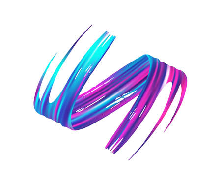 Vector illustration: 3d colorful brush stroke oil or acrylic paint. Wave Liquid shape.のイラスト素材