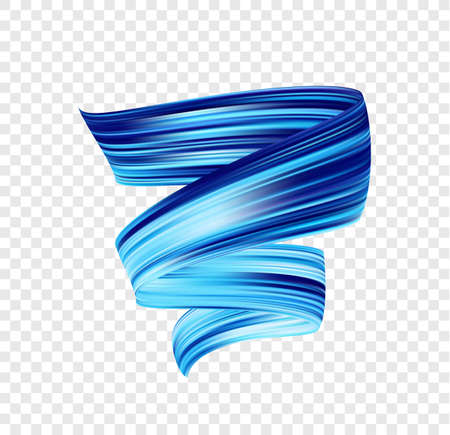 Vector 3d blue colored brush stroke oil or acrylic paint. Color flow. Wave Liquid shape.のイラスト素材
