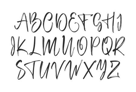 Handwritten calligraphic brush Font. English Alphabet letters.