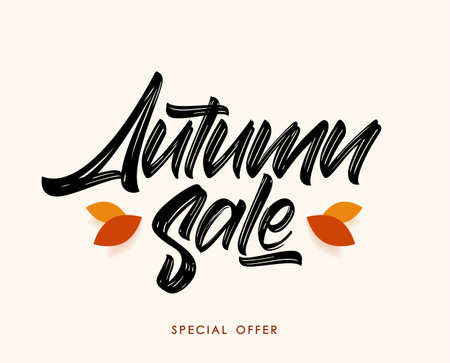 Vector Handwritten brush type lettering of Autumn Sale. Discount special offer template.のイラスト素材