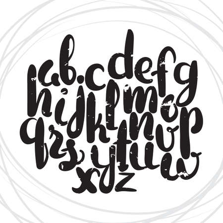 Vector illustration: Hand Drawn alphabet letters isolated on white background. Modern brush lettering.のイラスト素材