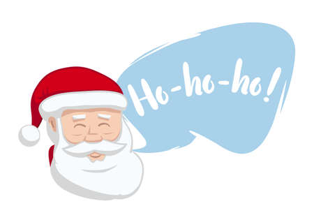 Vector illustration: Portrait of Santa Claus with speech cloud isolated on white background.Merry Christmas.のイラスト素材