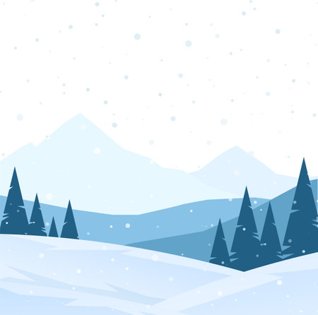 White Winter Mountains landscape with pines and hills.のイラスト素材