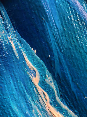 Hand drawn oil painting backdrop. Close up. Brushstrokes of color paint on canvas. Selective focus