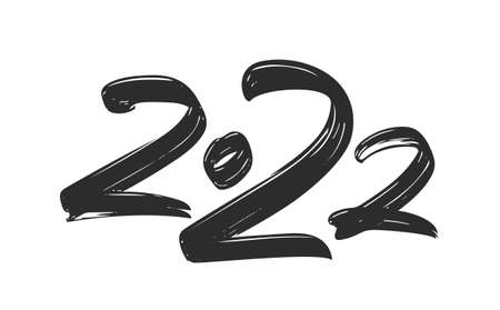 Vector Hand drawn brush ink lettering of 2022. Chines calligraphyのイラスト素材