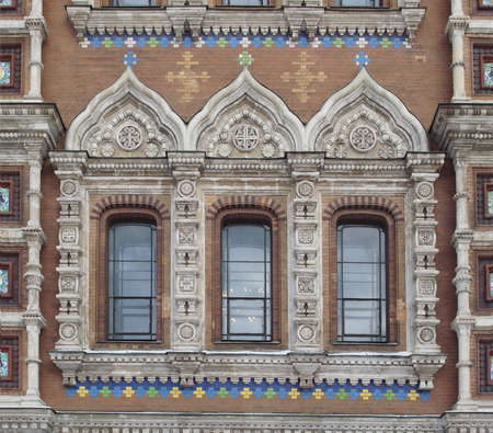 Church of the Savior on Spilled Blood. Facade with krasivys decor, St. Petersburg.の写真素材