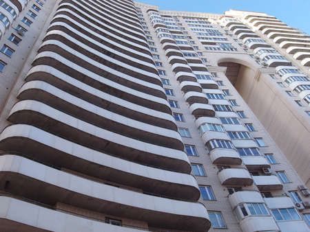 Wavy building. Modern house with interesting balconies. Bends balconies.の写真素材
