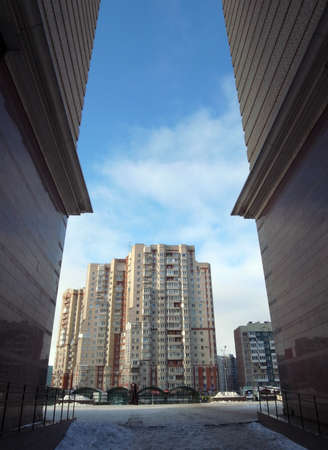 Architectural arch. High arch in a modern apartment building.の写真素材