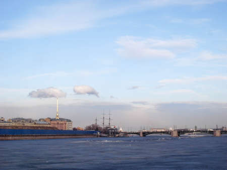 City in the spring. Spring in the city. Sunny, spring evening in the city.の写真素材