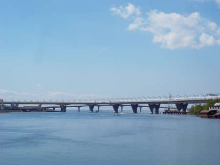 The new bridge. Bridge for cars across the Neva River.の写真素材