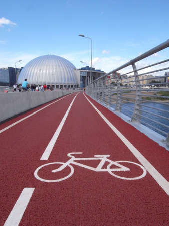 Bike superiority in the city. There are new bike paths.の写真素材