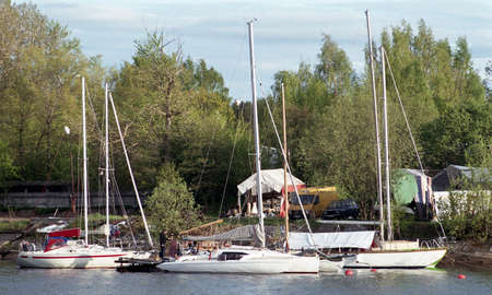 Yacht club and its inhabitants. Beautiful life and lifestyle of the members of the yacht club.の写真素材