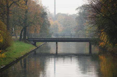 Bridges of the Stone Island. Golden autumn.の写真素材