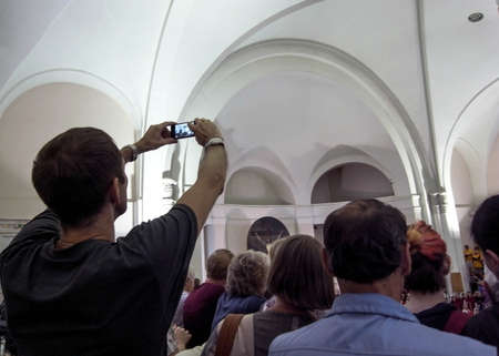 The audience at a concert of choral music in St. Petersburg. Petersburg.のeditorial素材