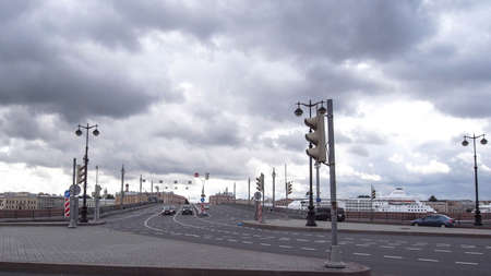 Clouds over the city. Views of the city in cloudy weather.の写真素材