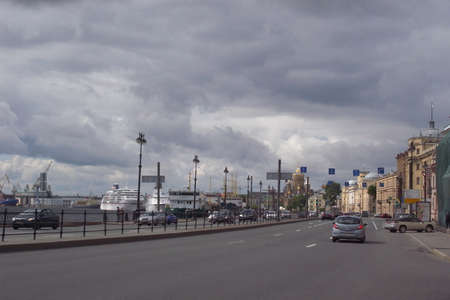 Clouds over the city. Views of the city in cloudy weather.のeditorial素材