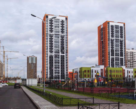 A variety of modern architecture. Residential architecture, new quarters.のeditorial素材